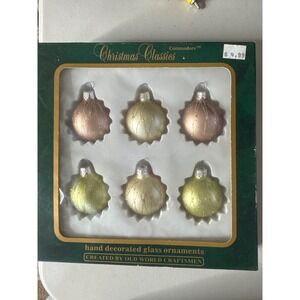 VTG Commodore Christmas Classics Hand Decorated Glass Ornaments Set of 6 Romania